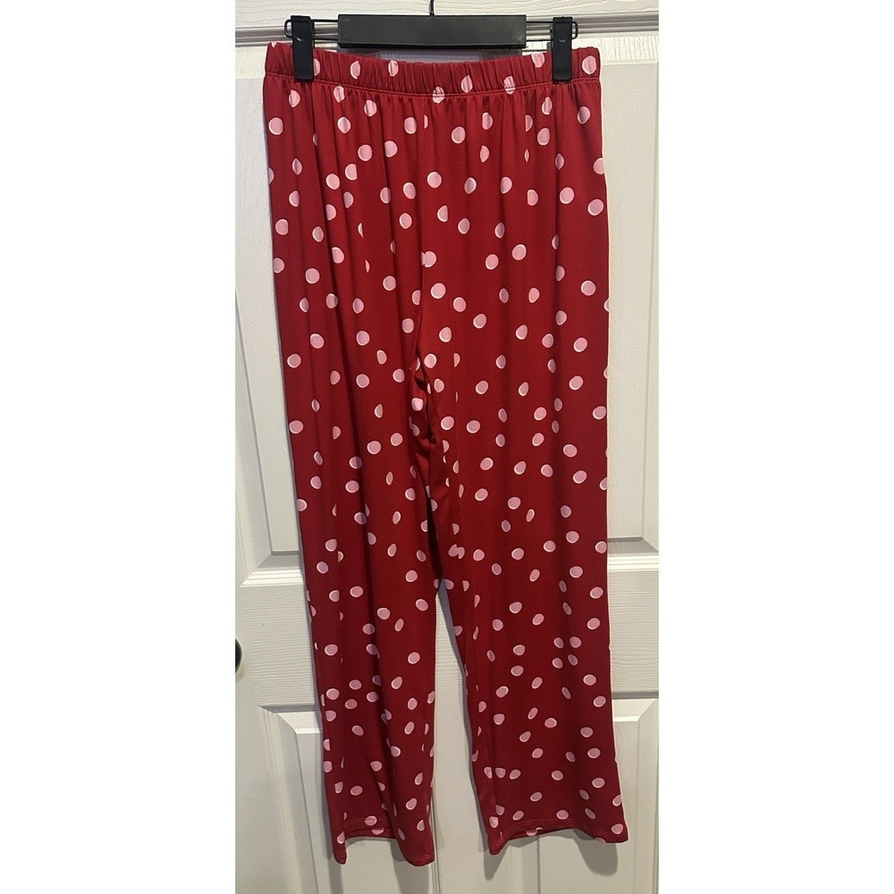 Kate Spade Red/Pink/White SHADOW DOTS Flannel Twill Pajama/Lounge Set L - Picture 6 of 6